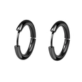 Orecchini a cerchio classici in acciaio al titanio nero lucido da uomo, design rotondo - 10mm / Nero