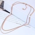 Elegante collana a doppio strato in titanio oro rosa con catena snake e ciondolo cuore - Stile Pendente a Cuore con Catena a Serpente a Doppio Strato (018121201) / Oro rosa