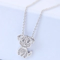 Elegant dog pendant necklace with sparkling cubic zirconia on a minimalist silver chain - Silver Dog Style (_018120515)