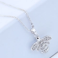 Collier abeille exquis serti de zircons brillants sur une chaîne en argent poli - Style Abeille Argentée (018120516)