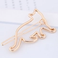Polished gold alloy hair clip featuring a minimalist hollow cat design on white background - Cat Silhouette Hollow Style (110414227)