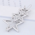 Fermaglio per capelli a stella marina argento minimalista con design a stelle traforate - Stile Tripla Stella Argento(110414229)