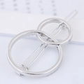 Fermaglio per capelli minimalista in metallo argento con cerchi geometrici - Stile Doppio Cerchio Argento (110414236)