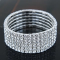 Sparkling multi-row crystal rhinestone bracelet with silver-tone metal and 6 rows of gems - 6-Row Style (09052706)