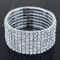 Sparkling eight-row stretch crystal bracelet with silver base for elegant party wear - 7-Row Style (09052707)