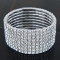 Sparkling 8-row zircon rhinestone elastic bracelet with silver finish on reflective background - 8-Row Style (09052708)
