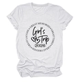 Detailed view of white cotton T-shirt featuring Girl's Trip 2026 black graphic print - White (Black Font)