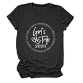 Women's charcoal grey crew neck T-shirt with white Girl's Trip 2026 heart print design - Heather Gray (White Font)