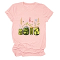 Détail d'un t-shirt rose en coton avec motif créatif de pots de cornichons et fleurs - S / Rose