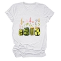Détail de l'imprimé pot de cornichons et fleurs sur un t-shirt en coton blanc - S / Blanc