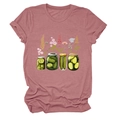 Détail de l'imprimé créatif bocaux et fleurs sur le t-shirt mauve à manches courtes - S / Or rose