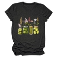 Détail d'un t-shirt gris foncé à col rond avec motifs bocaux et fleurs vintage - S / Gris Chiné Noir