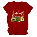 Détail d'un t-shirt bordeaux avec des bocaux de cornichons et motifs floraux - S / Rouge