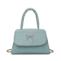 Blaue Glitzer-Handtasche für Damen mit silbernem Schmetterlingsknoten und Kette - Blau
