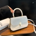 Sac bandoulière chic beige et paillettes argent avec fermoir doré et poignée supérieure - Argent
