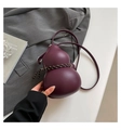 Deep purple gourd-shaped crossbody bag with decorative woven rope and adjustable strap - Burgundy