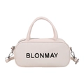 Elegante borsa a tracolla intrecciata crema con ricamo BLONMAY e cinturino - Bianco