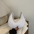 Bolso de media luna blanco chic con textura trenzada y asa superior mujer - Blanco