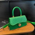 Chic green crossbody handbag with glitter finish and gold twist lock in variant style - Green