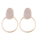 Elegantes pendientes de aro en oro rosa con piedras de resina gris claro en gota - Rosa Loto