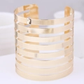 Minimalist wide open cuff bracelet with gold-plated multi-layer hollow leaf design - 9-Layer Hollow Style (8-Strip Gold 0150735149)
