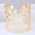 Minimalist gold leaf open cuff bracelet with four-layer hollow lines and textured finish - 4-Layer Parallel Line Style (4-Strip Gold 0150735151)