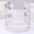 Modern silver multi-layer spiral open cuff bracelet with refined wavy metal textures - Multi-layer Water Ripple Style (0150735152) / Silver