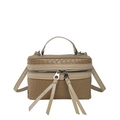 Elegante borsa a mano kaki con trama intrecciata e manico superiore vista frontale - Cachi