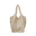 Grande borsa tote intrecciata color crema per l'estate con tracolla regolabile - Bianco Sporco