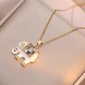 Golden elephant pendant necklace with white enamel and colorful baguette-cut zircons - White Elephant (X3226)