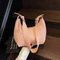 Bolso de hombro rosa tipo medialuna en cuero PU suave para mujer tendencia 2025 - Rosa