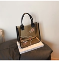 Durchsichtige braune PVC-Tasche mit süßem Bären-Print und schwarzen Webgriffen - Bären-Stil (Stil 3)