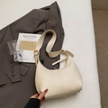 Minimalist cream white PU leather hobo bag with adjustable gold buckle shoulder strap - Off White