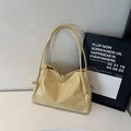Minimalist beige PU leather shoulder tote bag with knotted cord details and chic design - Yellow