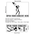 Adesivo murale impermeabile stickman con scritta Open Your Concert Here per decoro bagno - 18*50CM*1 pz