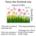 Floral wall sticker showing size specifications of 35x25cm with lilies and butterflies - Flower Meadow Style (MS2308)