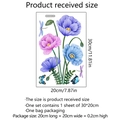 Detailed size specifications for flower wall stickers featuring purple poppies and insects - Colorful Poppy Style (MS4304-ZC)