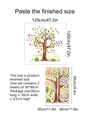 Layout dettagliato degli adesivi murali educativi con albero, animali e numeri - 90x30cm