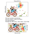 Cartoon panda riding bicycle with heart balloons wall decal for bedroom decor - Panda Riding Bike (MS4149-ZC) / Standard Size
