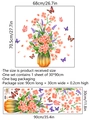 Detailansicht der Blumenwandsticker-Anordnung und Maße für die Schlafzimmerdeko - Einzelblatt-Stil