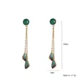 Pendientes vintage con borlas de alas de mariposa, calcedonia verde y esmalte azul - Estilo Mariposa con Borla (E0952)