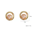 Boucles d'oreilles vintage fleurs en or avec perles d'eau douce roses naturelles - Boucles d'oreilles en perles d'eau douce (E0587)