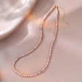 Detail of freshwater pearl necklace with gold clasp and heart pendant on silk - Light Pink Purple Style (YX0067) / Approx. 5.0mm Pearl
