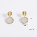 Elegant 925 silver needle shell earrings with gold plating and zircon inlay for women - Geometric Shell Earrings (E0573)