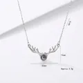 Collana corna di cervo argento con ciondolo pietra proiezione e misure prodotto - Stile Corna d'Argento (X3371)