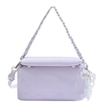 Lavender faux snake skin underarm bag with silver chain and pearl bow charm - Purple with Pendant