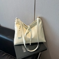 Sac fourre-tout chic beige en similicuir souple avec nœud et fines bandoulières - Sans Pendentif / Blanc Sans Pendentif