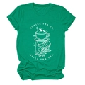 Détail du t-shirt en coton vert émeraude avec motif Suriel Tea Co. et col rond classique - S / Vert Foncé (Impression Blanche)
