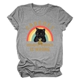 Detail of grey cotton blend t-shirt with cat crochet print and humor text - S / Dark Gray