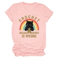 Détail d'un t-shirt rose en coton avec motif de chat amusant et texte humoristique - S / Rose